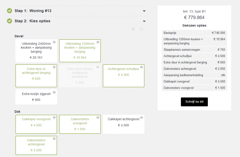 Koperskeuzelijst configurator Woonmodule