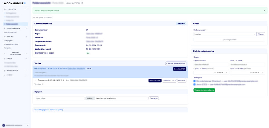 Digitaal koopcontract genereren in Woonmodule Suite met DocuSign integratie